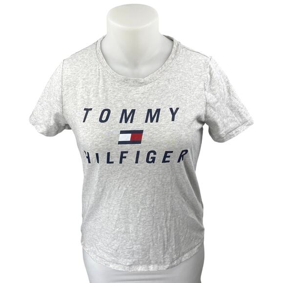 Tommy Hilfiger Sport Women's Gray Knit Short Sleeve Crew Neck Tee T-Shirt Top XL - Picture 1 of 5